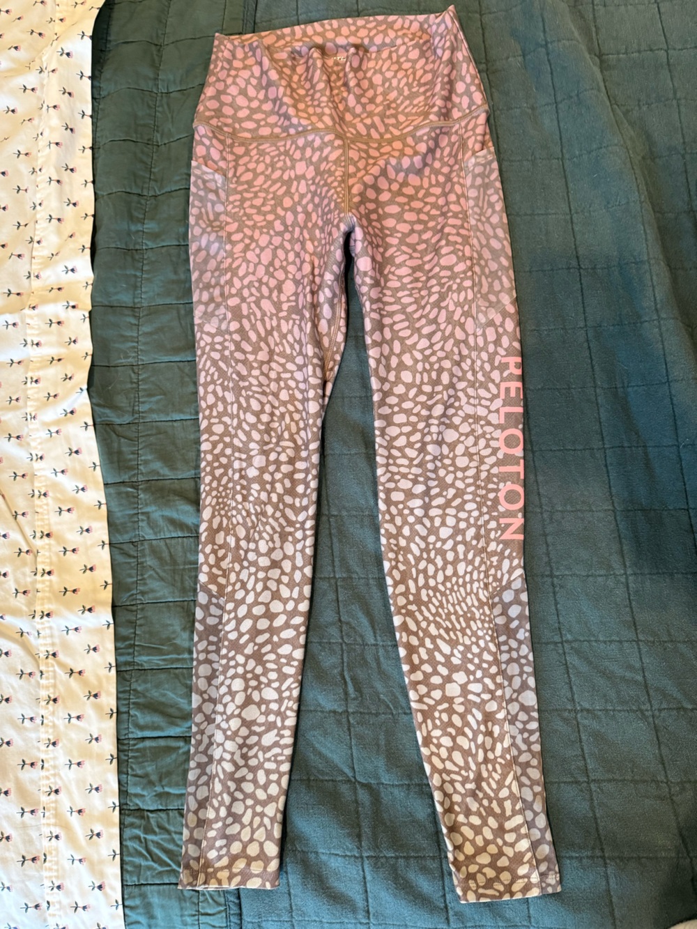 Peloton Pink and Tan Spot Print Kids Leggings